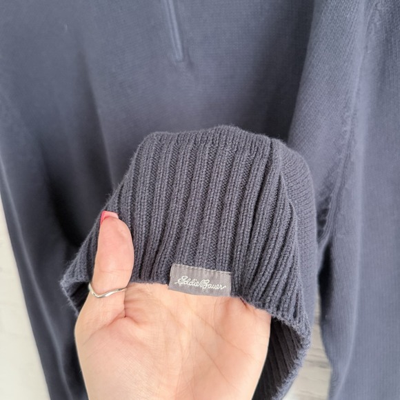 Men's Eddie Bauer 3XL Long Sleeve Pullover Fleece 1/4 Zip Navy Blue - Picture 3 of 8